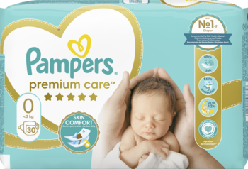 PAMPERS Premium Care pieluchy 0 New Baby do 3 kg 30 szt